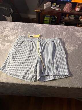 Reason Clothing Striped Cable Knit Texture Drawstring Shorts